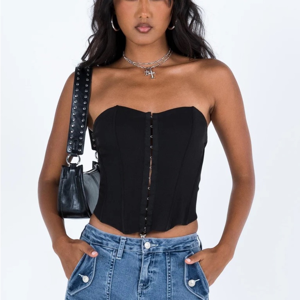 Princess Polly Black Strapless Corset Top